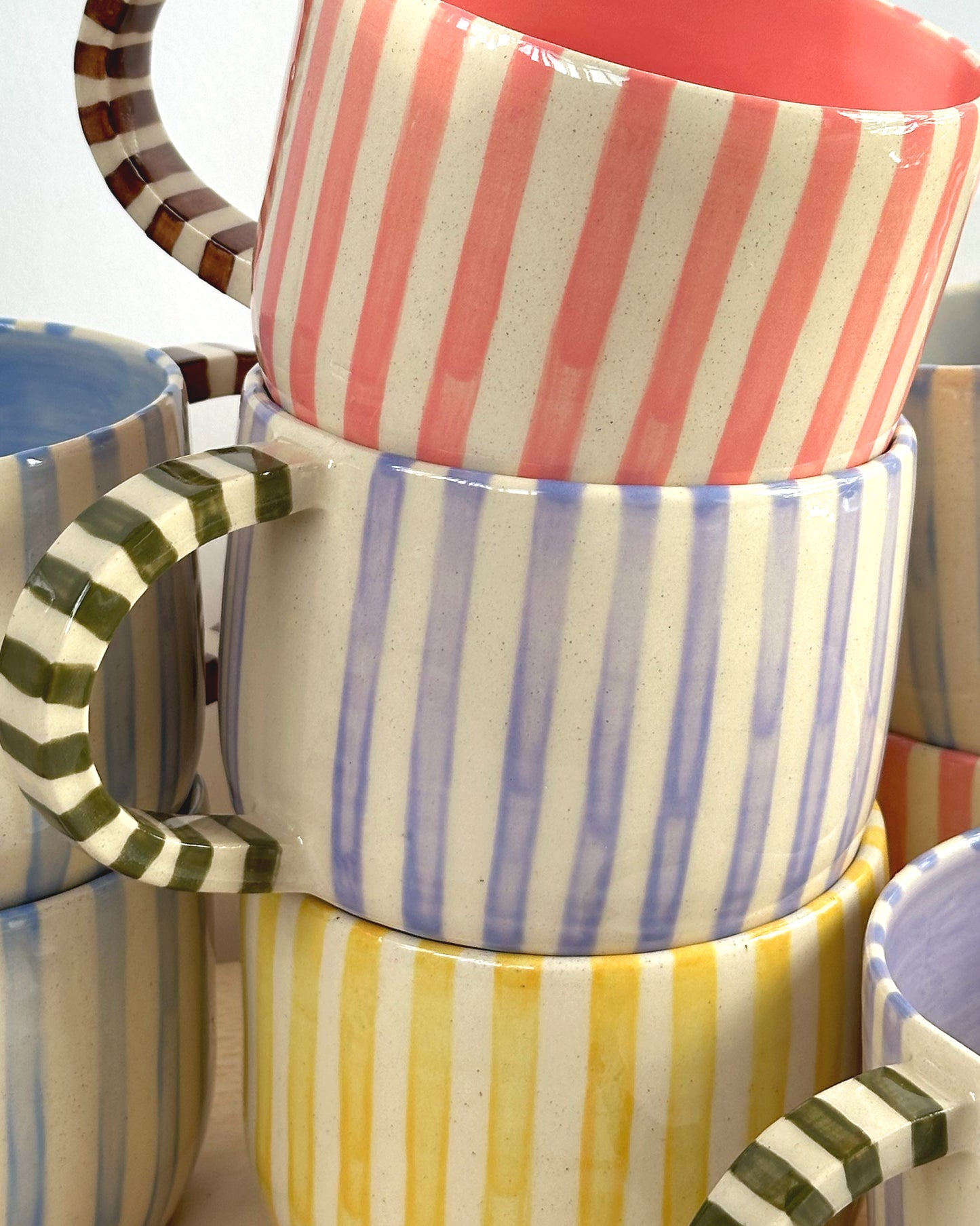 Classic Stripey Mug - Pink & Brown