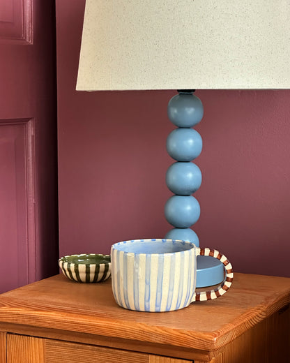 Classic Stripey Mug - Powder Blue & Brown