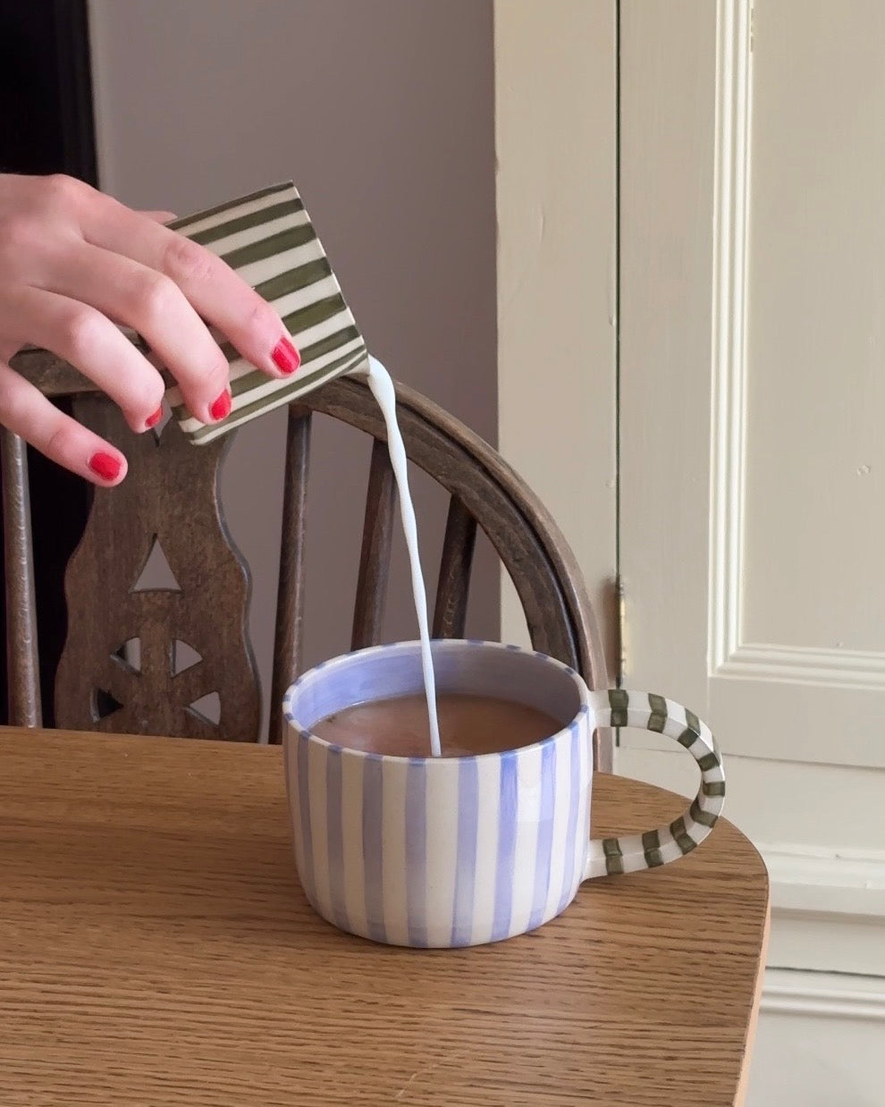 Mini Stripey Jug - Avocado