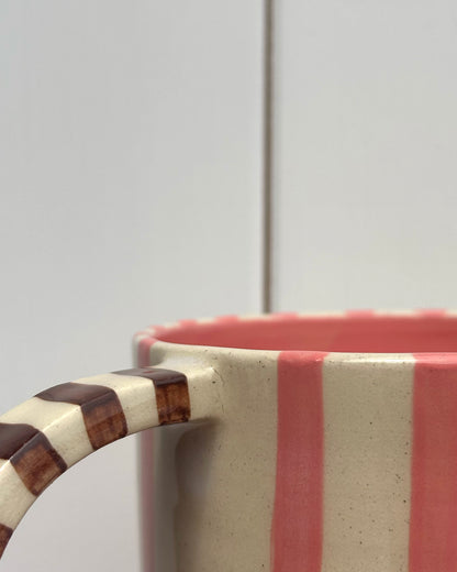 Classic Stripey Mug - Pink & Brown *SECOND* see photos