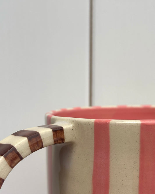Classic Stripey Mug - Pink & Brown *SECOND* see photos