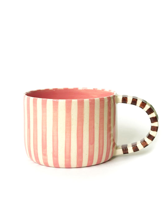 Classic Stripey Mug - Pink & Brown