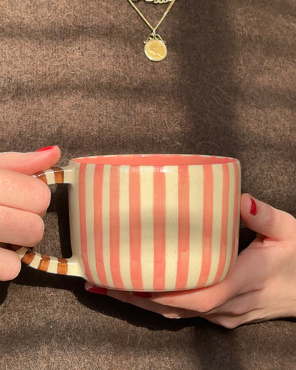 Classic Stripey Mug - Pink & Brown